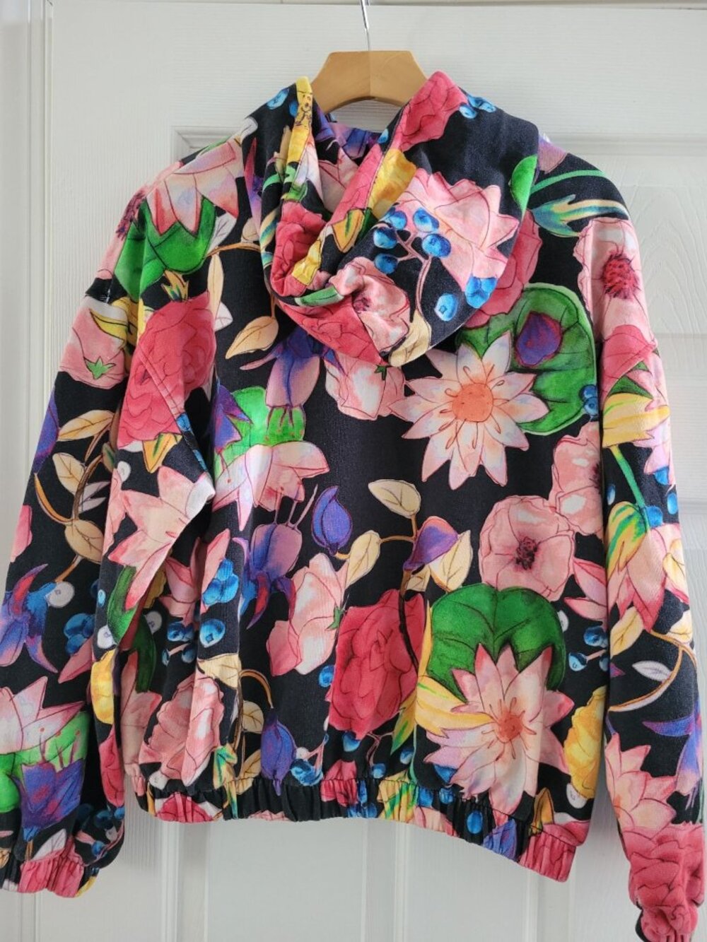 Desigual Girls Colorful floral Hoodie cropped size XL boho Artsy Maximalist AOP - Picture 7 of 9